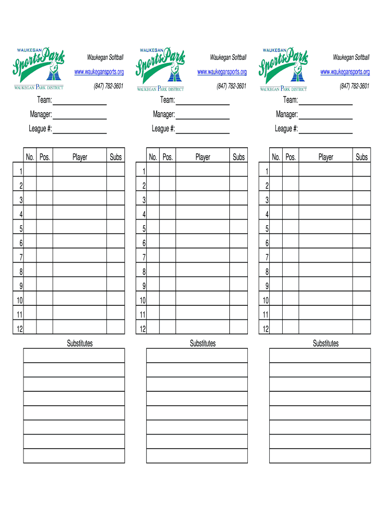 Softball Lineup Template – Fill Online, Printable, Fillable Throughout Softball Lineup Card Template