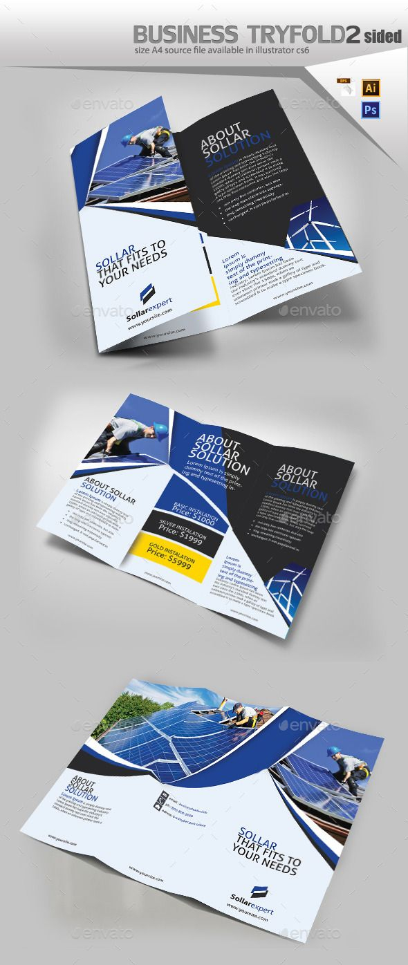 Solar Panel Trifold Double Sided – Brochures Print Templates In Double Sided Tri Fold Brochure Template