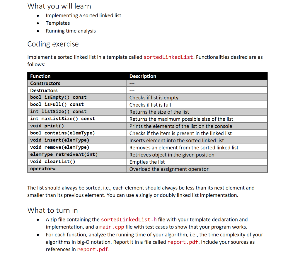 Solved: In C++ Solve It Using Templates Use Sortedlinkedli Regarding Implementation Report Template