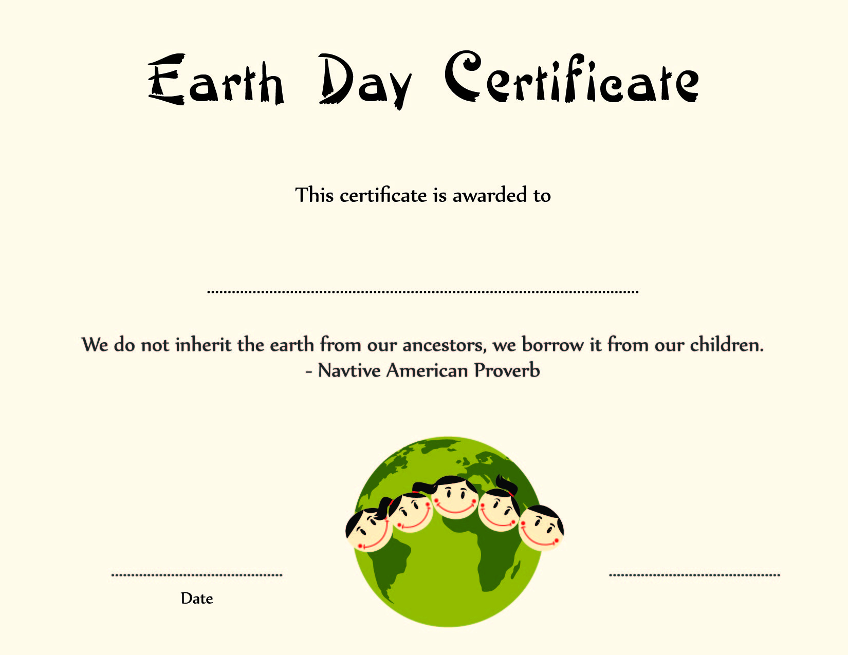 Special Certificates – Kids Earth Day Certificate Template In Player Of The Day Certificate Template
