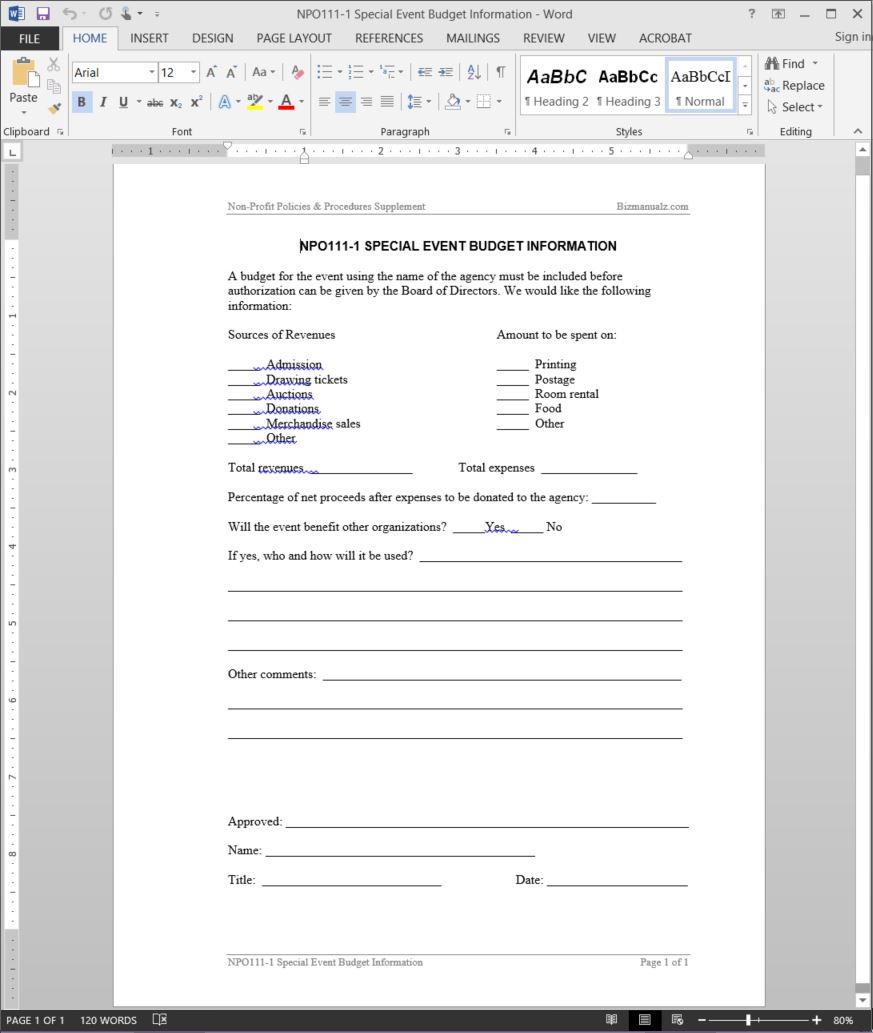 Special Event Budget Report Template | Npo111 1 Intended For After Event Report Template