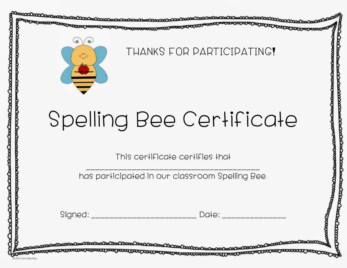 Spelling Bee Certificates | Pta | Bee Certificate, Grade Regarding Spelling Bee Award Certificate Template