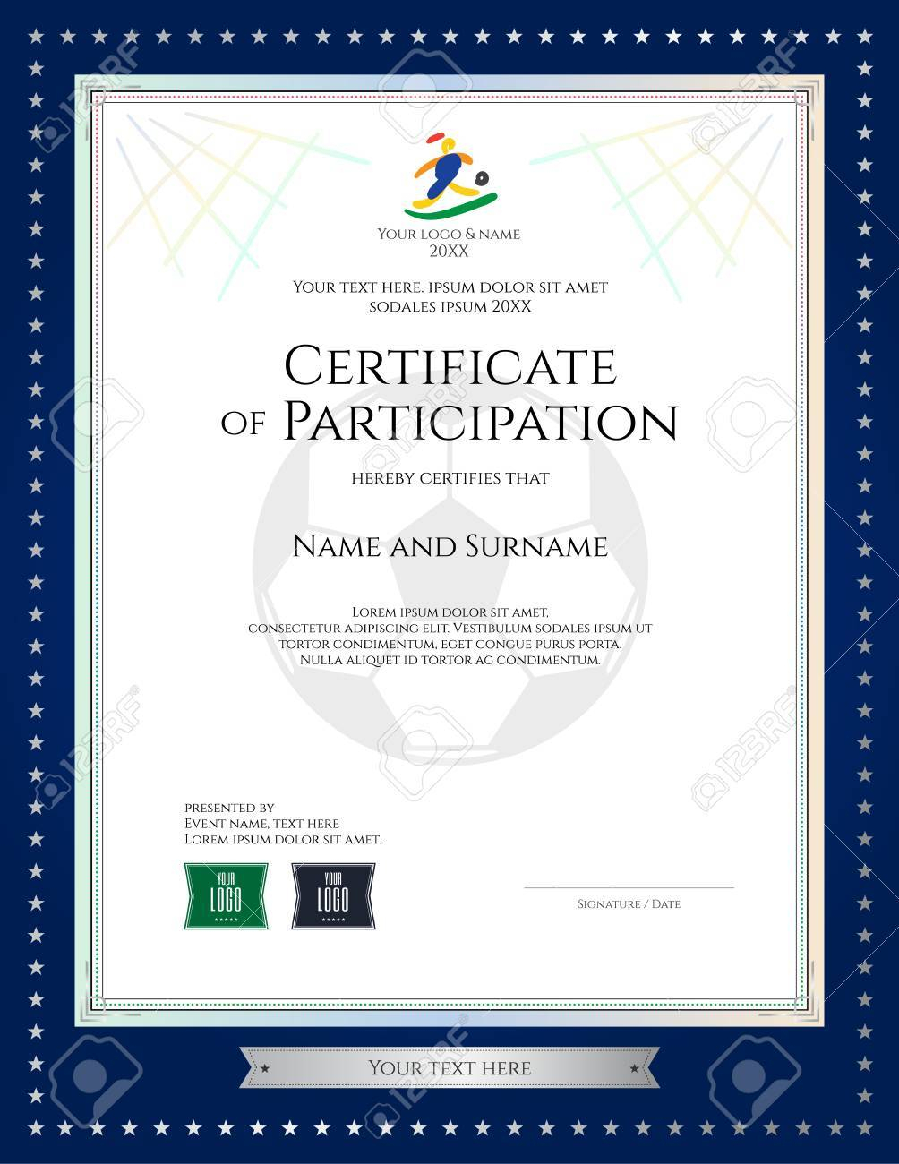 Sport Theme Certificate Of Participation Template For Football.. Pertaining To Star Naming Certificate Template