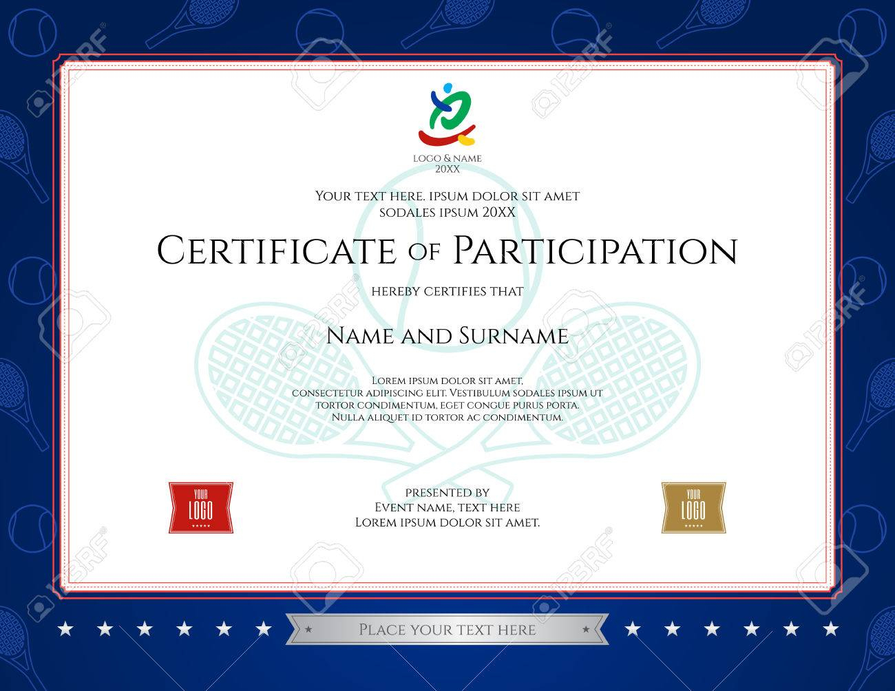 Sport Theme Certification Of Participation Template For Sport.. Pertaining To Free Templates For Certificates Of Participation