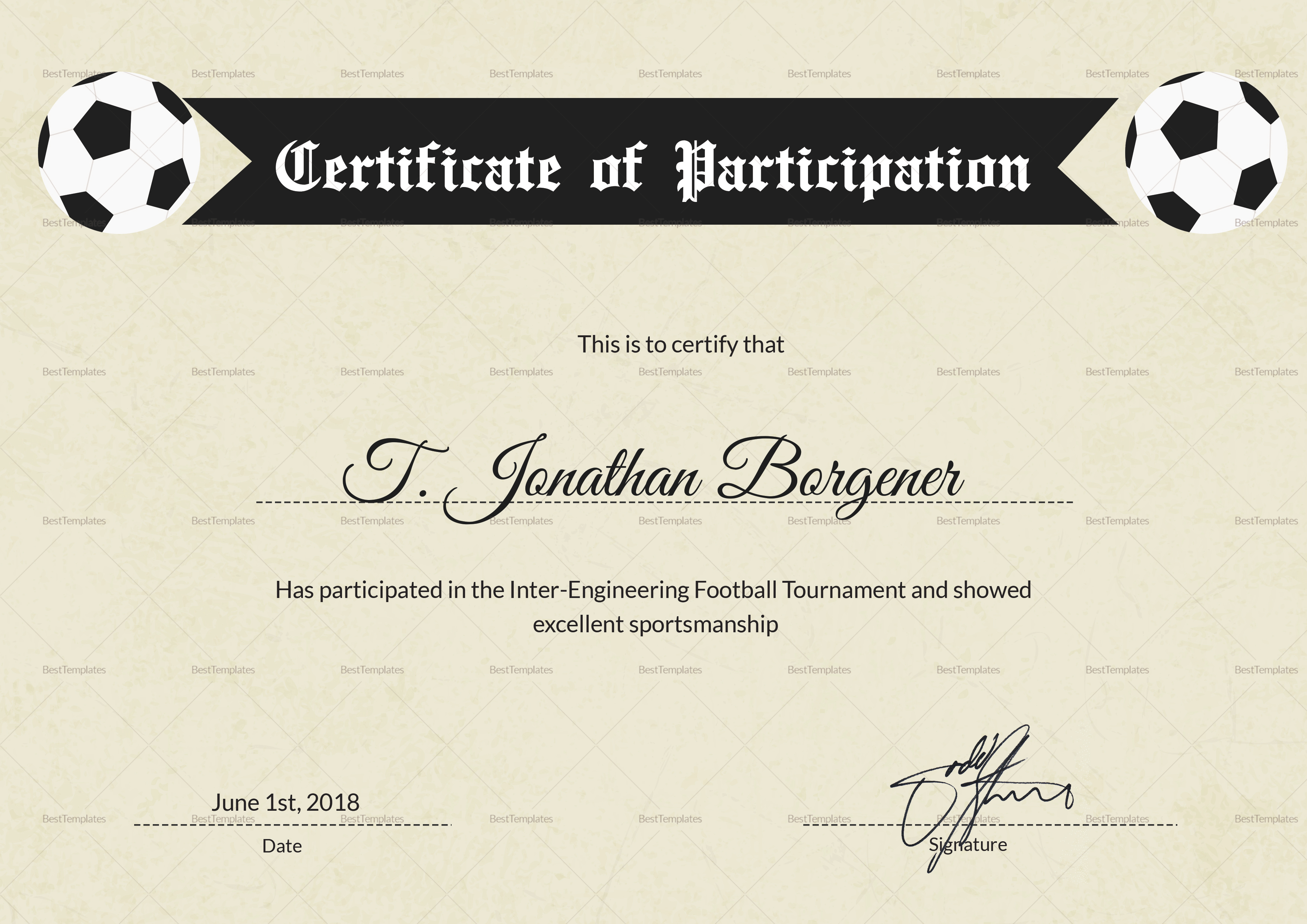 Sports Day Football Certificate Template Inside Football Certificate Template