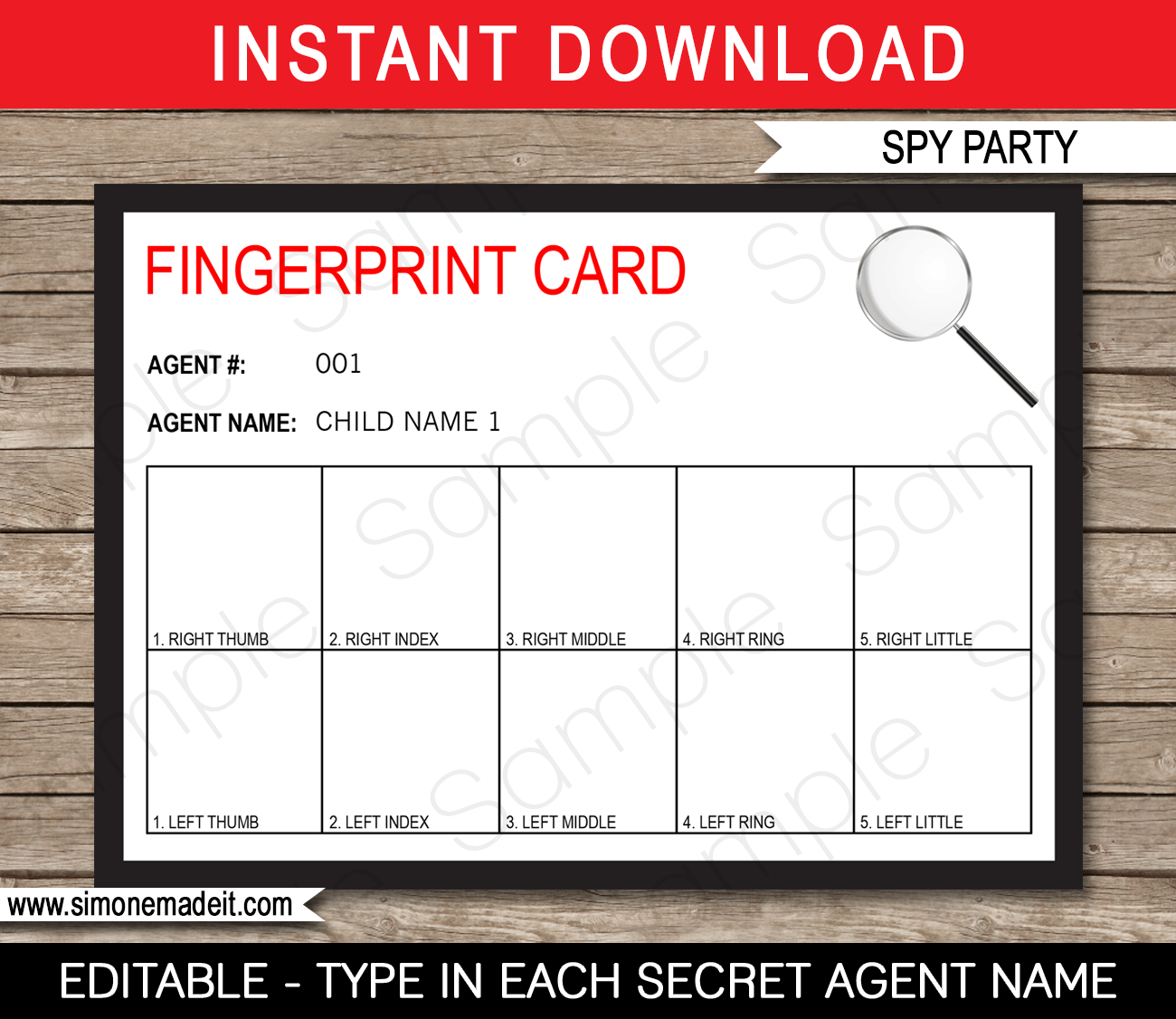Spy Party Fingerprinting Card Template | Secret Agent Party For Spy Id Card Template