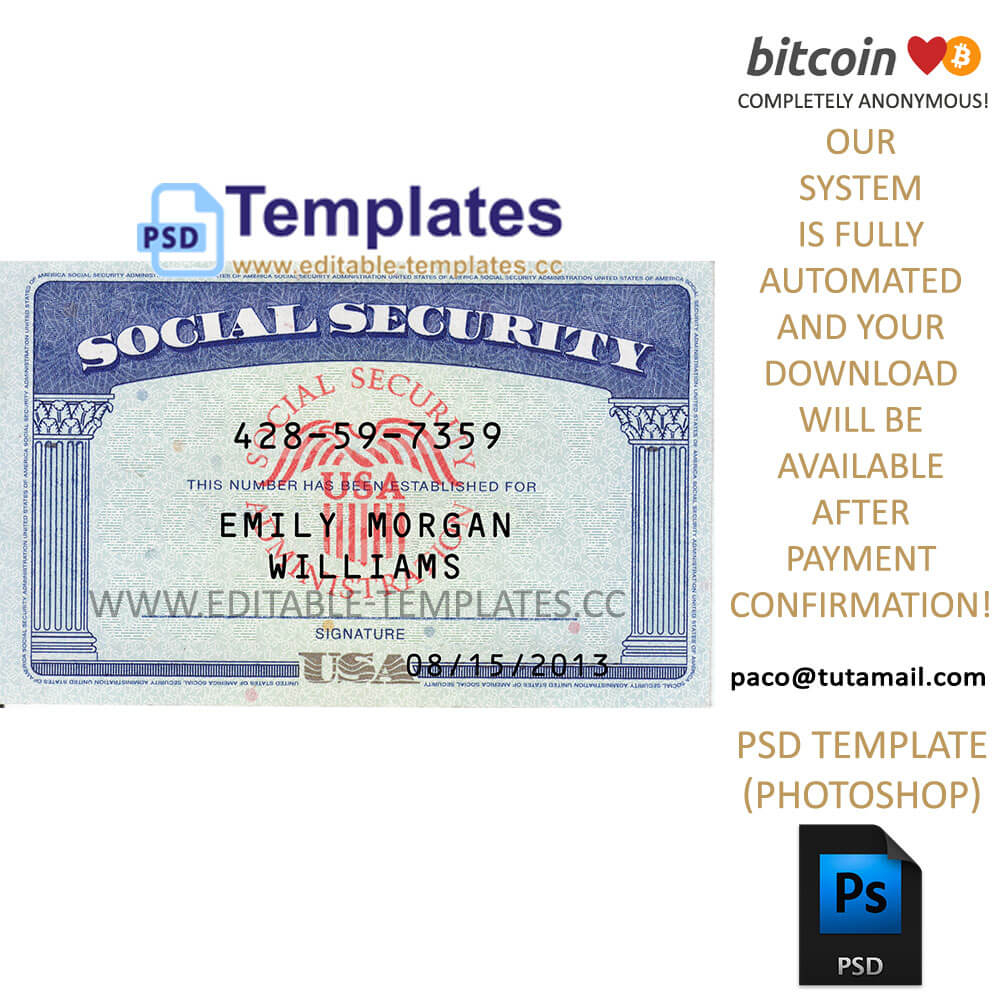 Ssn Usa Social Security Number Template For Social Security Card Template Photoshop