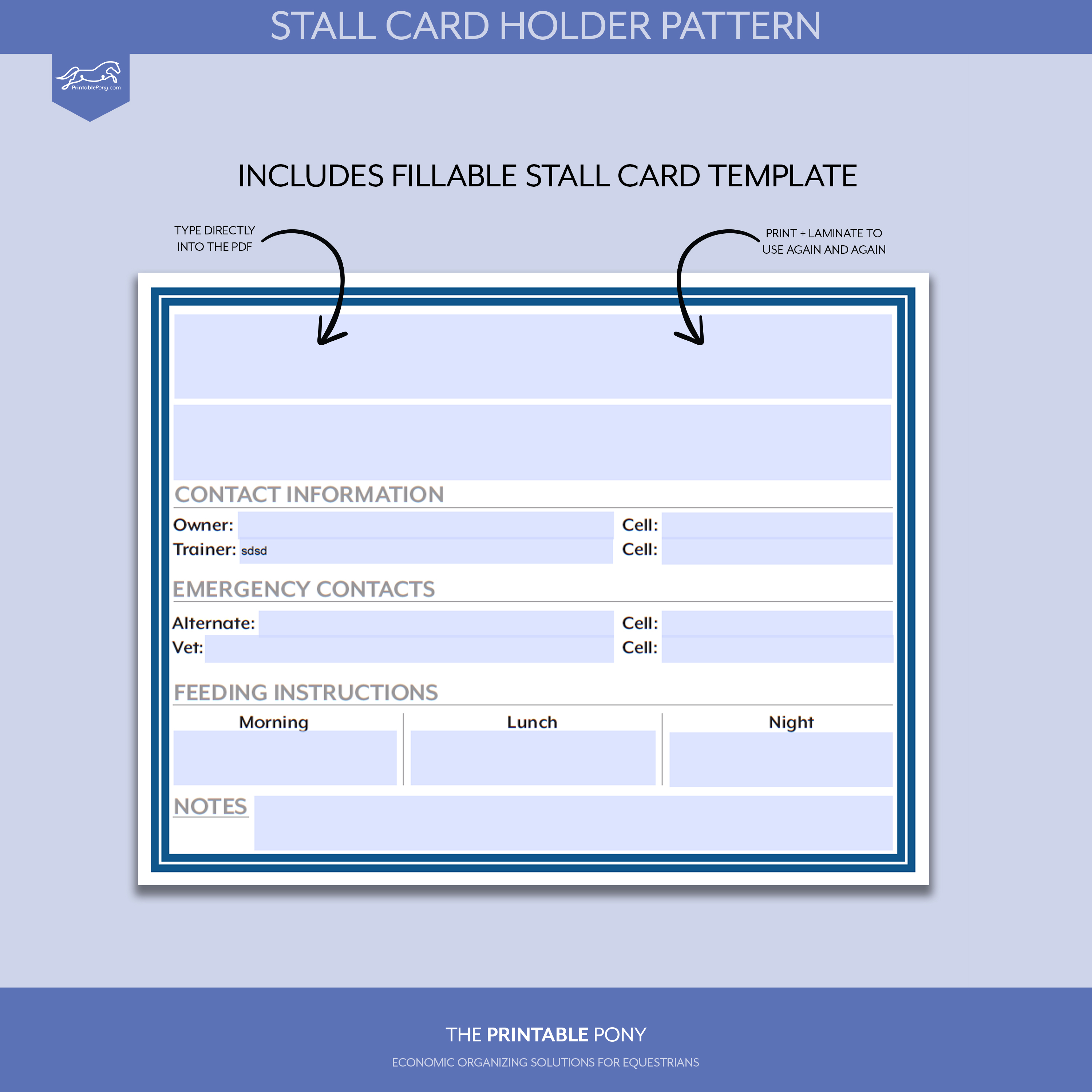 Stall Card Holder Pattern + Printable Stall Card With Regard To Horse Stall Card Template