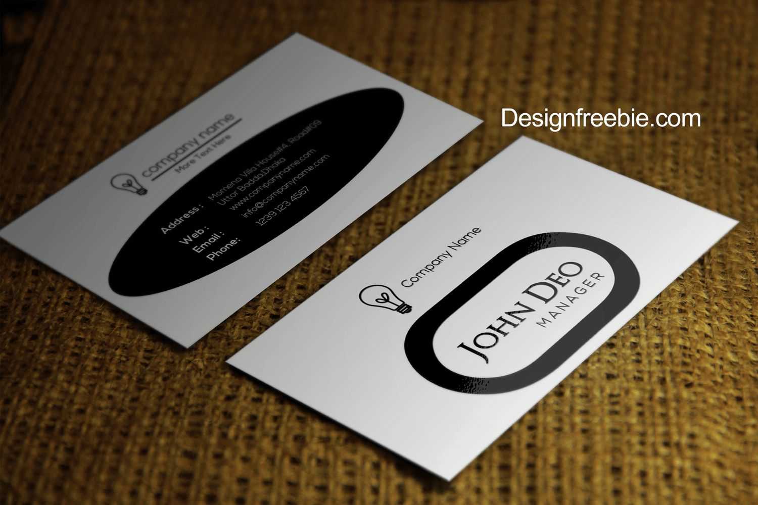 Standard Black And White Business Cards Templates Free Throughout Black And White Business Cards Templates Free