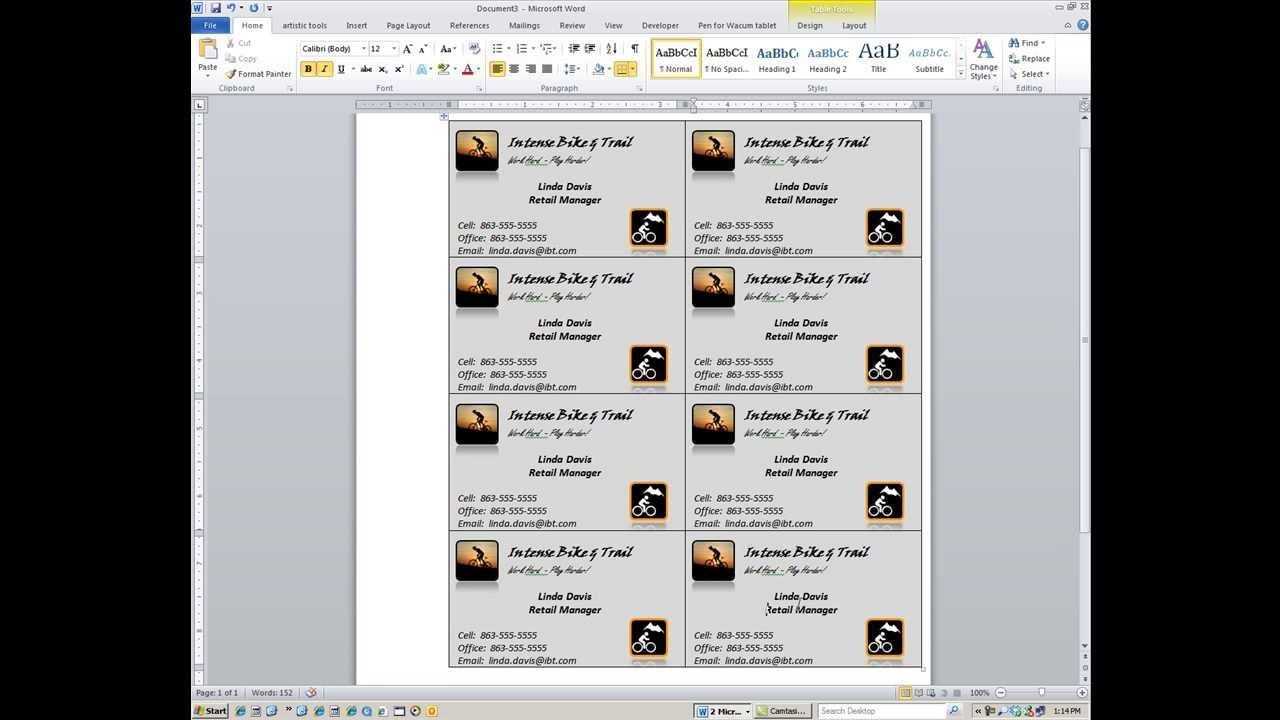 Standard Business Cards Microsoft Word 2013 Design Card Throughout Word 2013 Business Card Template