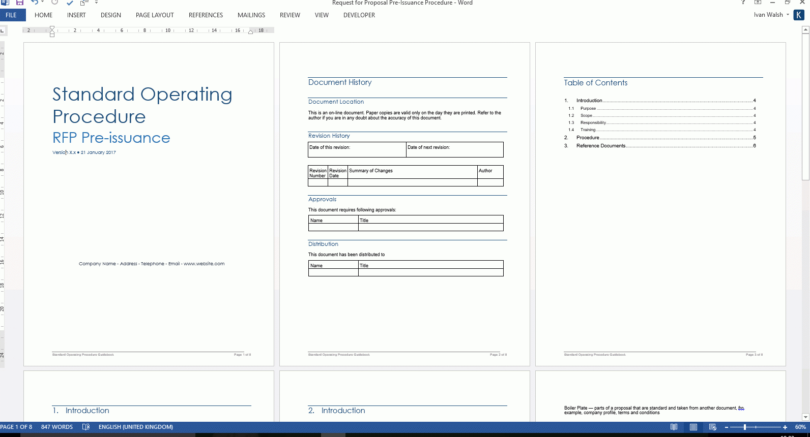 Standard Operating Procedure (Sops) Templates With Regard To Hours Of Operation Template Microsoft Word