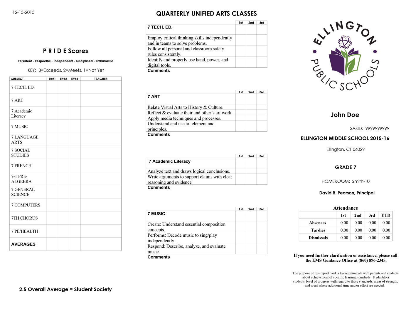 Standards Based Report Cards | Rediker Success Story Inside Report Card Template Middle School
