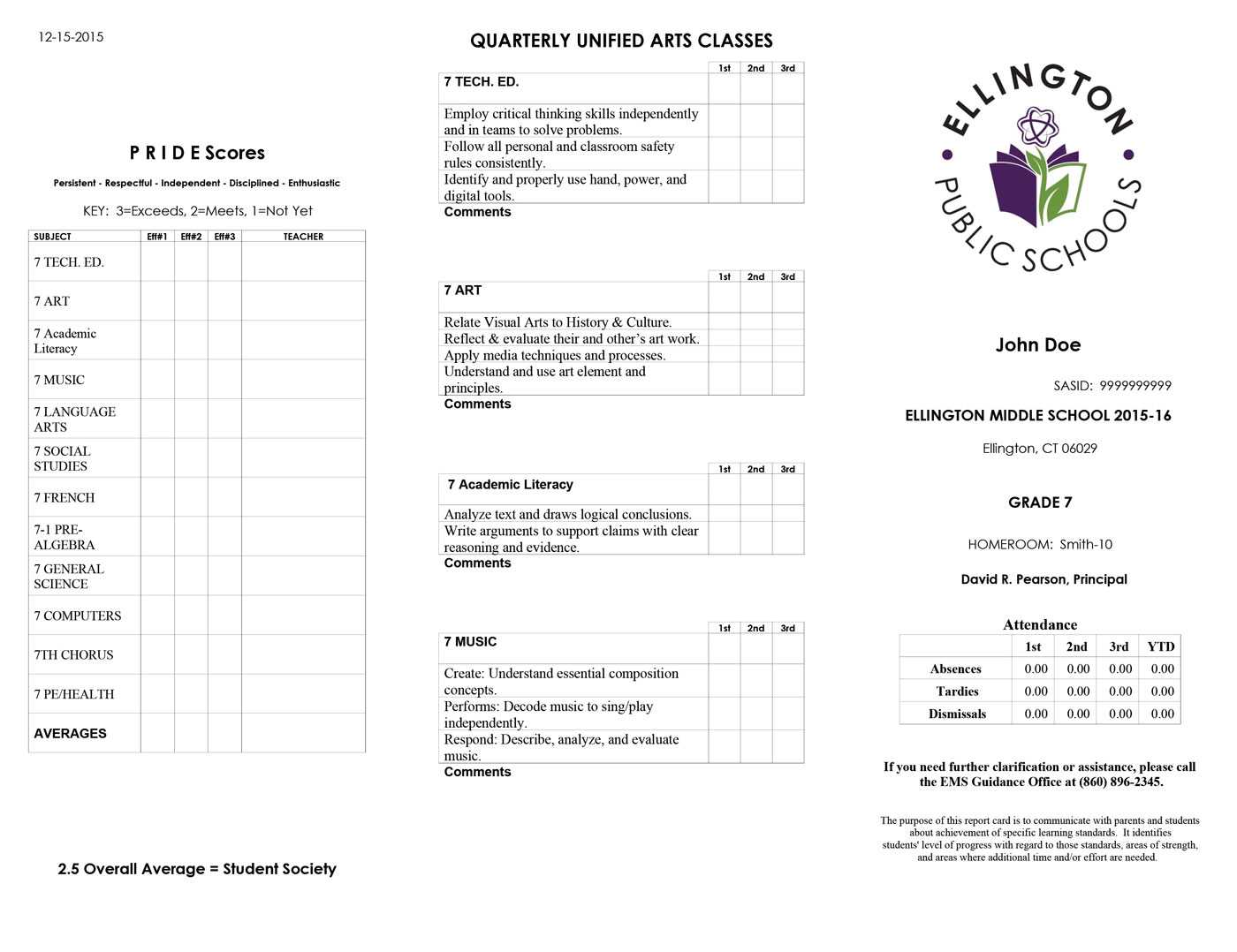 Standards Based Report Cards | Rediker Success Story Inside Report Card Template Middle School