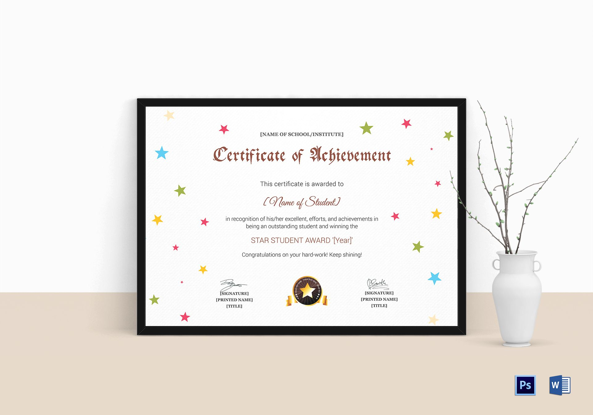 Star Achievement Certificate Template Throughout Star Award Certificate Template