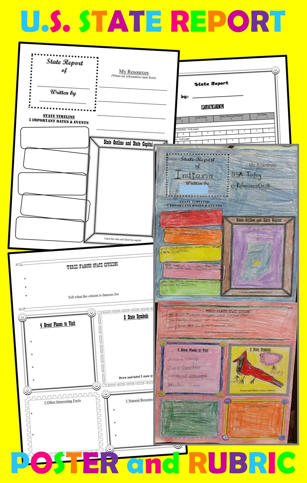 State Report Poster (Template) For Intermediate Grades With State Report Template