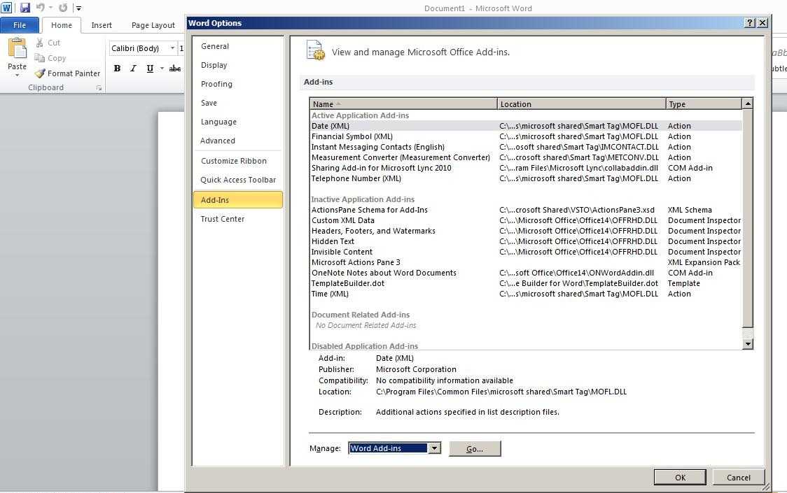 Steps To Enable Bi Publisher Add In Menu In Microsoft Office For Word 2010 Templates And Add Ins