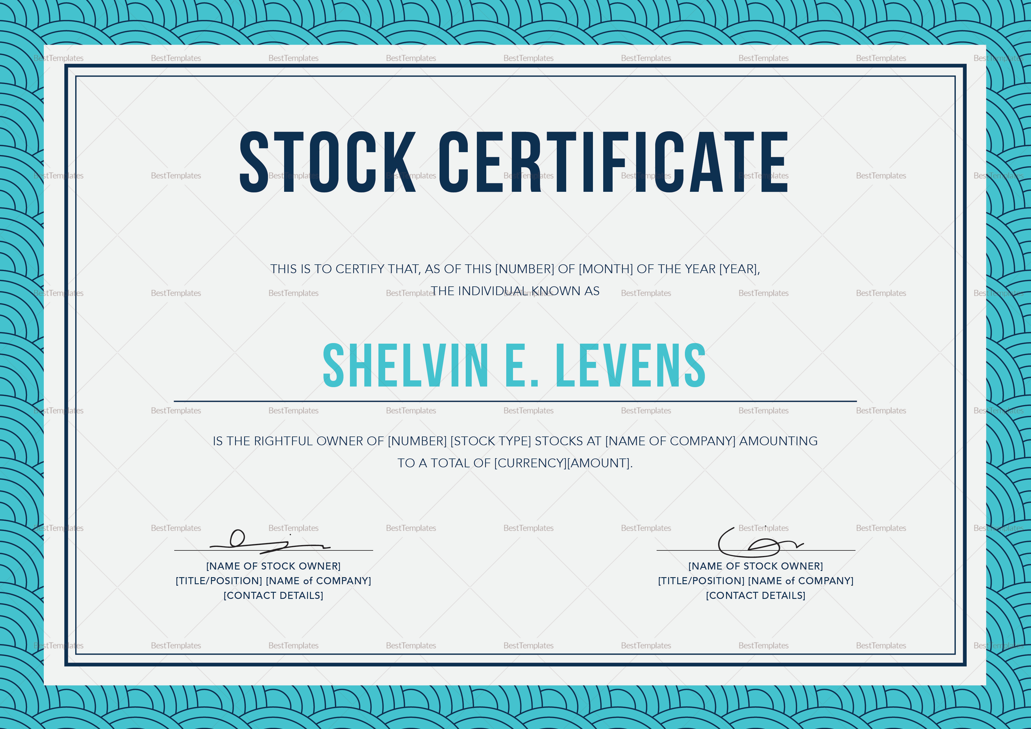 Stock Certificate Template With Ownership Certificate Template