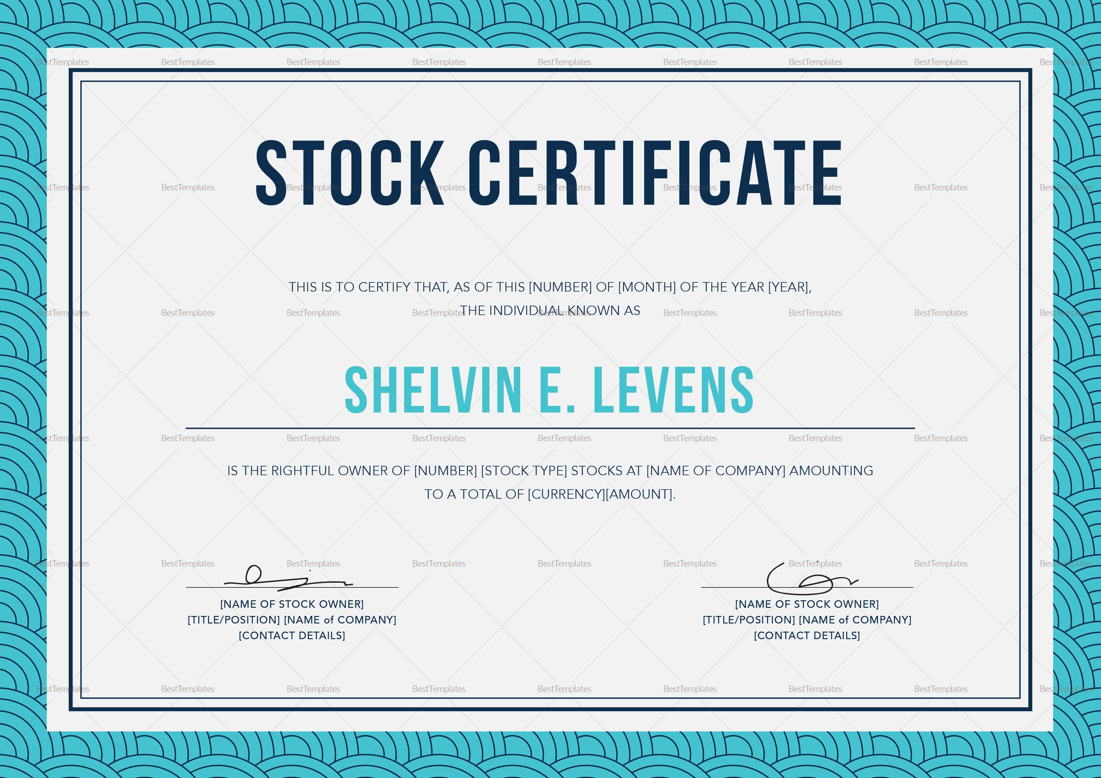 Stock Certificate Template With Ownership Certificate Template