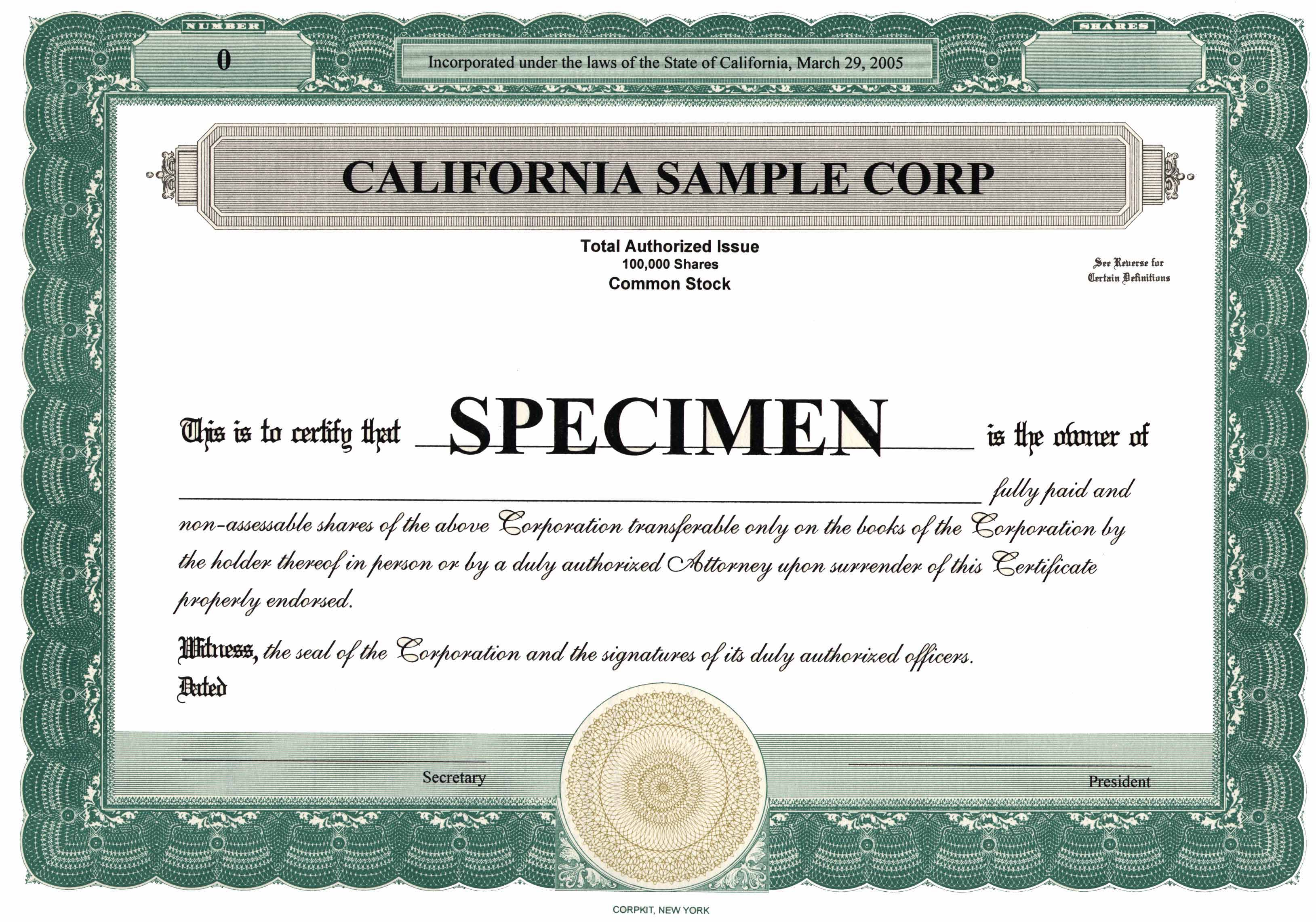 Stock Certificate Template – Www.toib.tk With Corporate Share Certificate Template