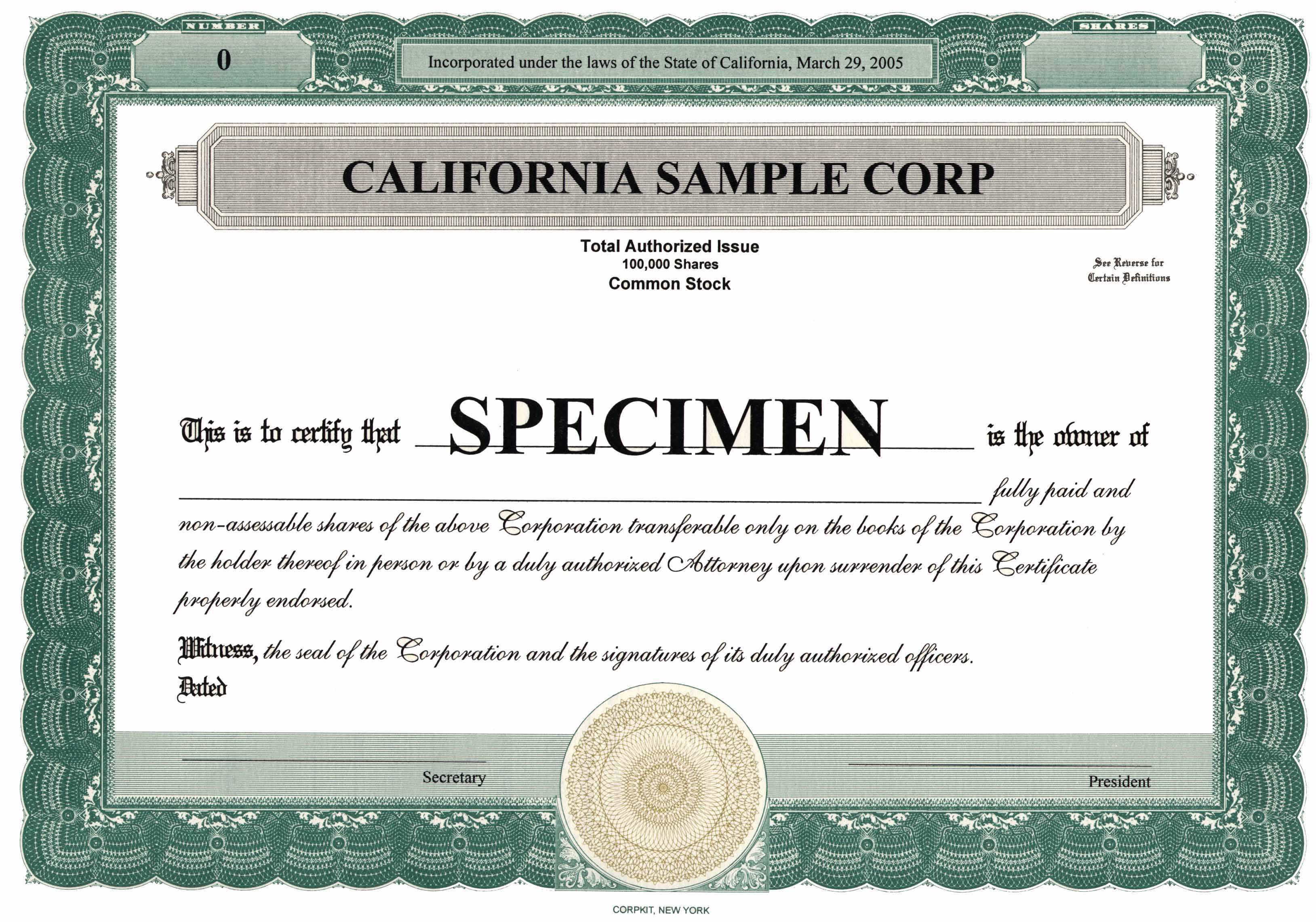 Stock Certificate Template – Www.toib.tk With Regard To Llc Membership Certificate Template Word