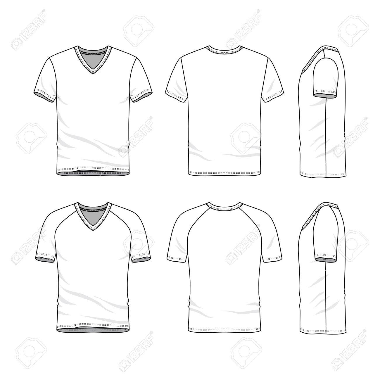 Stock Illustration With Blank V Neck T Shirt Template