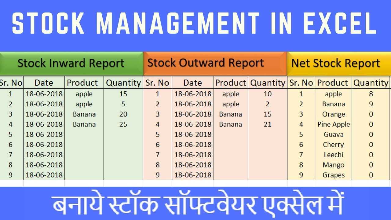 Stock Maintain Software In Excel In Hindi With Stock Report Template Excel