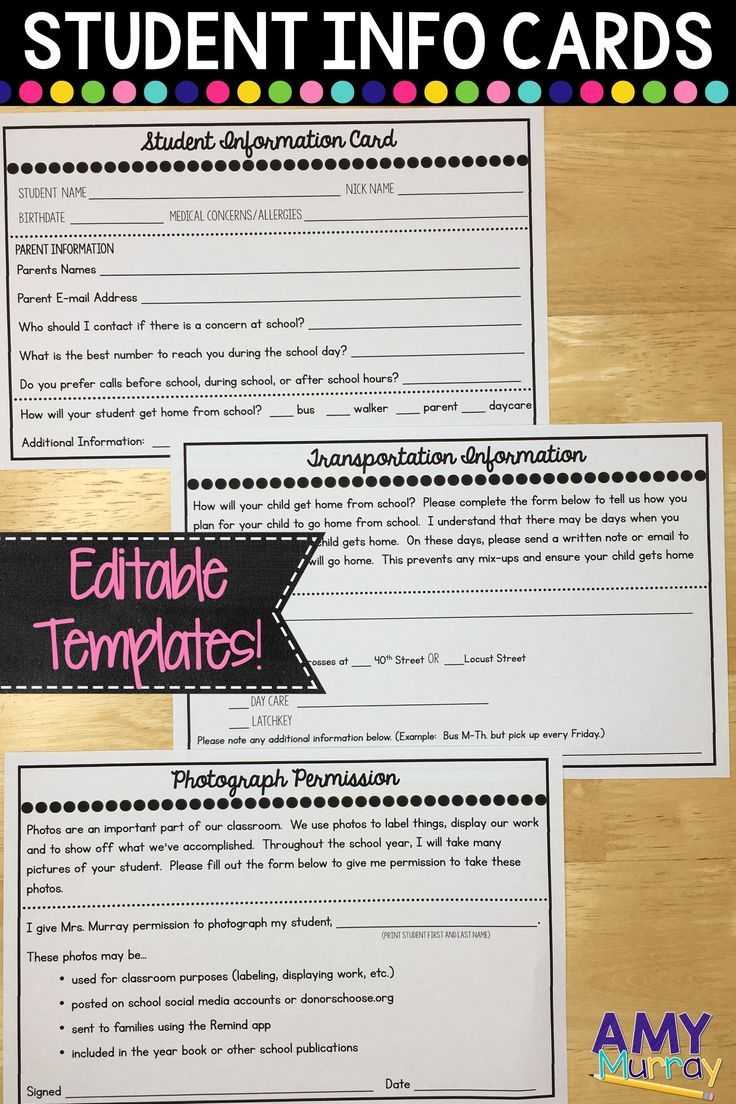 Student Information Cards | Classroom Organization | Student With Regard To Student Information Card Template