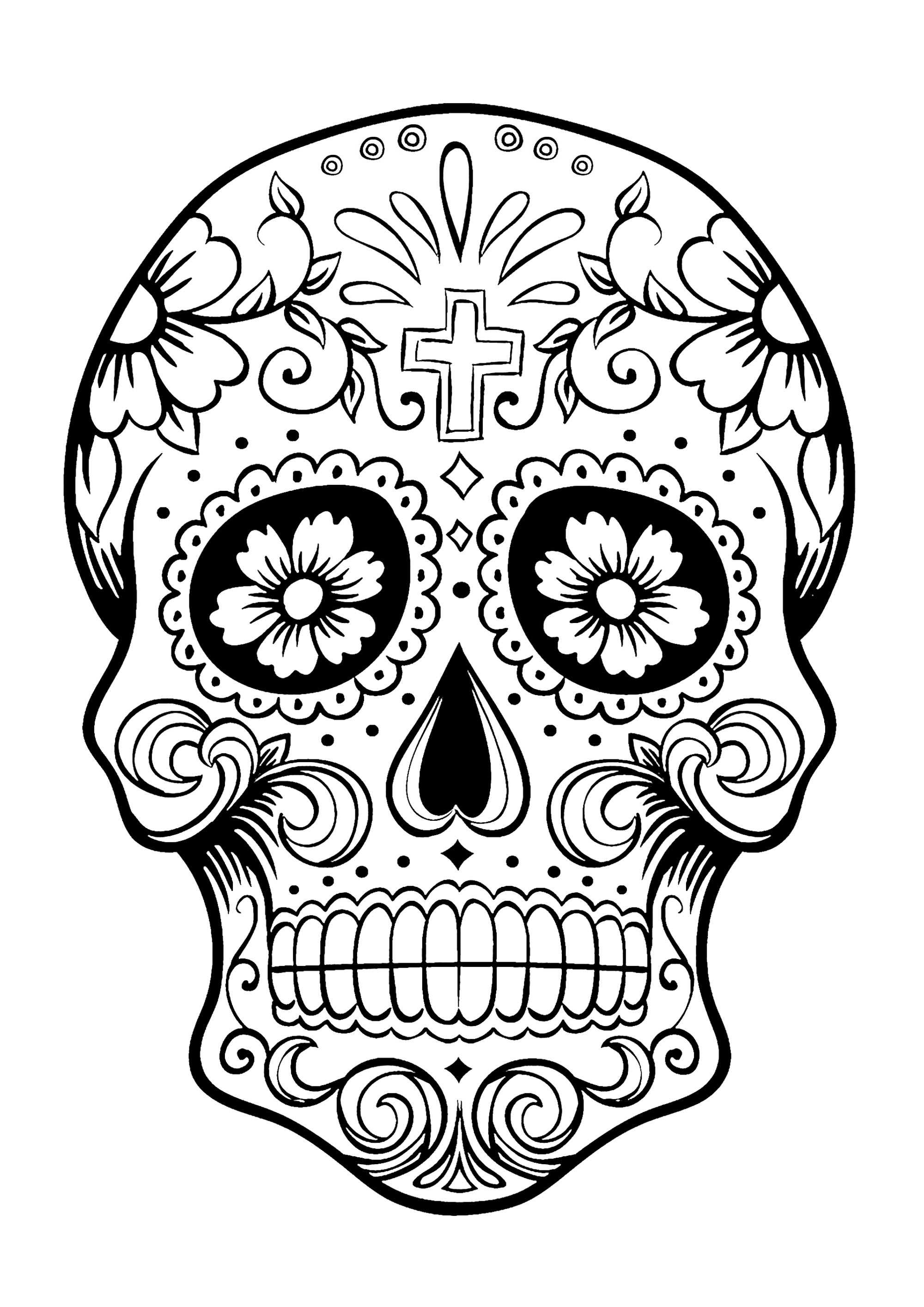 Sugar Skull Drawing Template | Free Download Best Sugar In Blank Sugar Skull Template