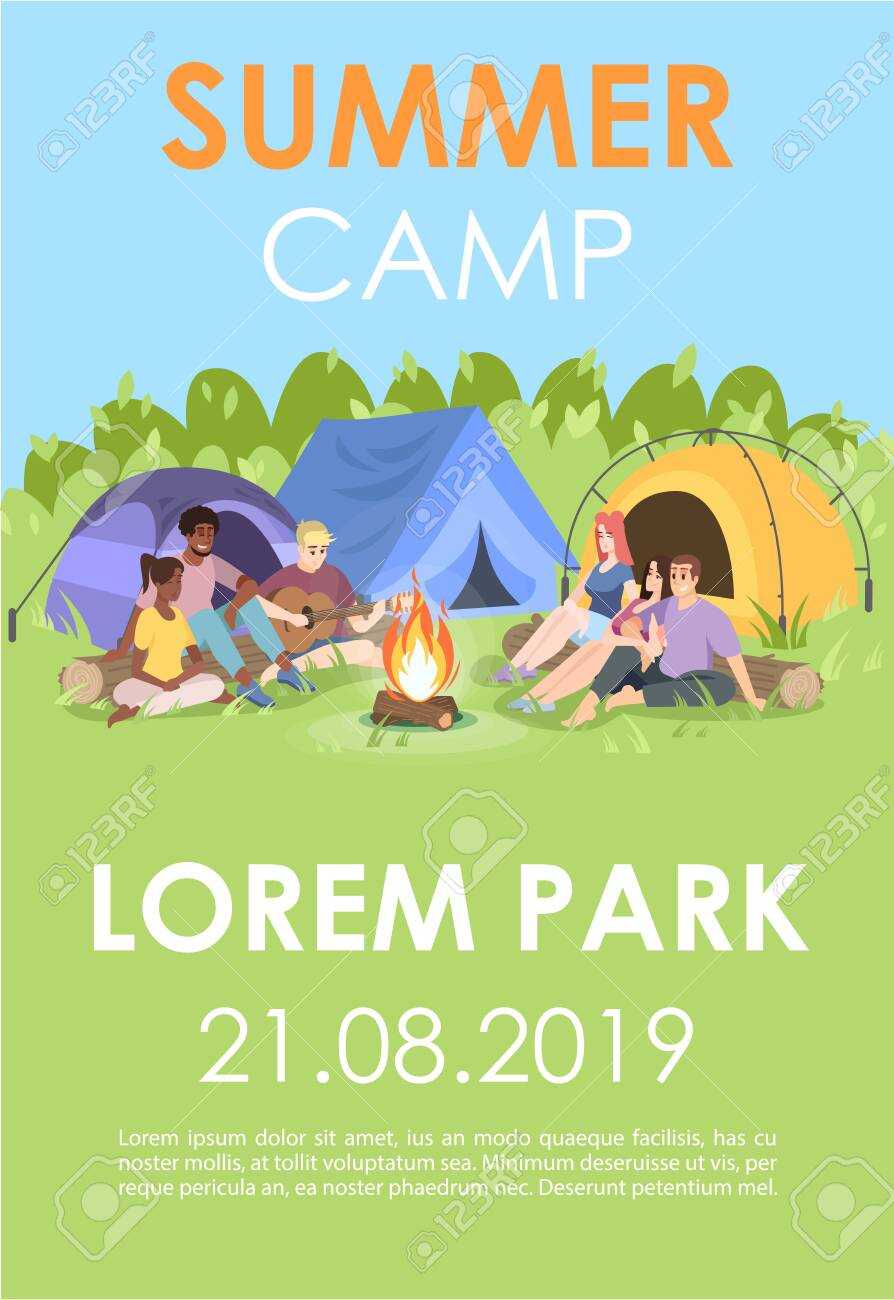 Summer Camp Brochure Template. Outdoor Recreation Flyer, Booklet,.. In Summer Camp Brochure Template Free Download