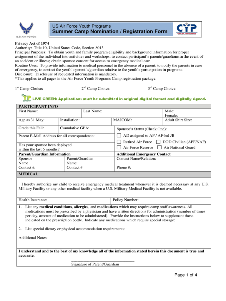 Summer Camp Registration Form – 2 Free Templates In Pdf Within Camp Registration Form Template Word