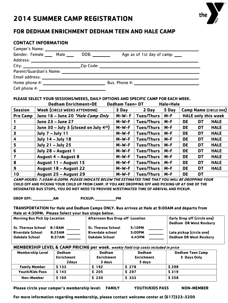 Summer Camp Registration Form Template – Fill Online With Regard To Camp Registration Form Template Word