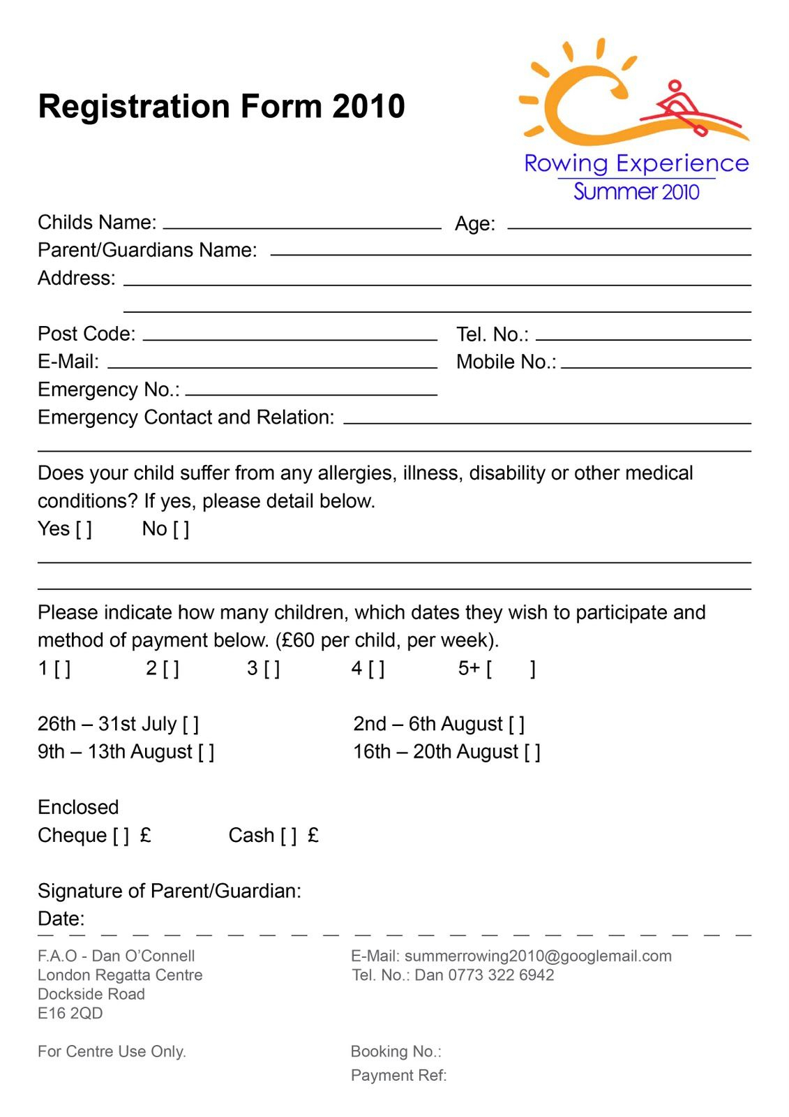 Summer Camp Registration Form Template * You Can Get More Pertaining To Camp Registration Form Template Word