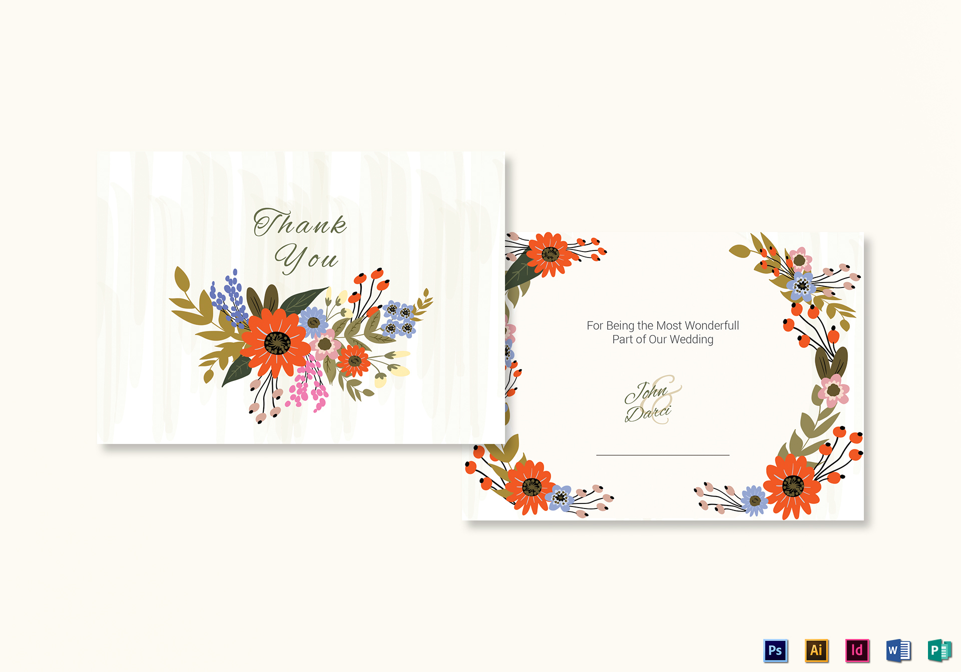 Summer Floral Thank You Card Template For Thank You Card Template Word