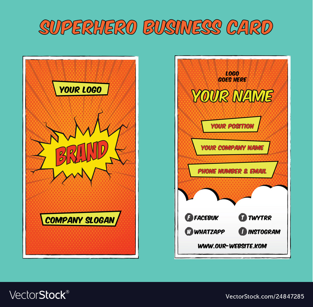 Superhero Bold Business Card Template For Superhero Trading Card Template