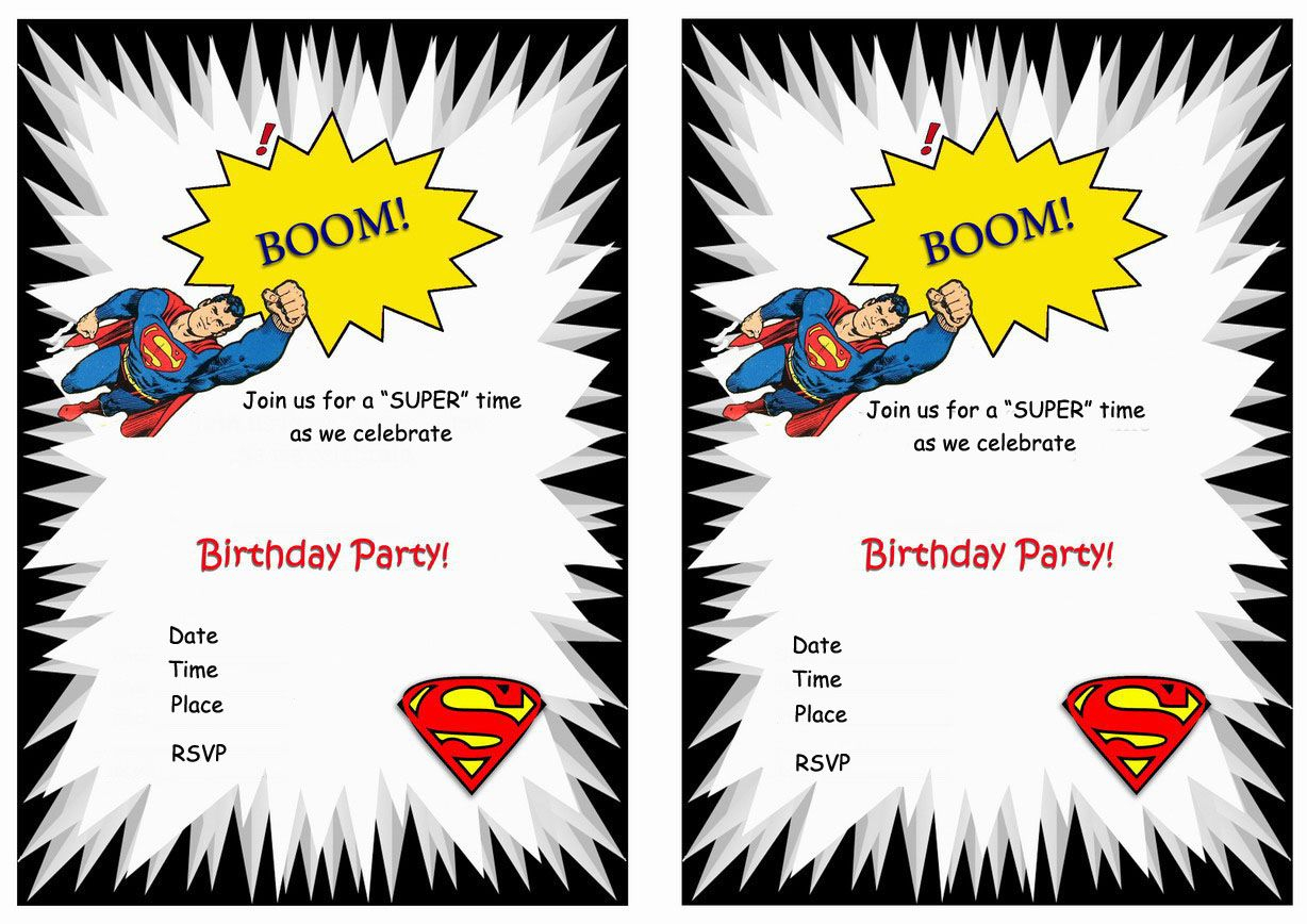 Superman Free Printable Birthday Party Invitations With Superman Birthday Card Template