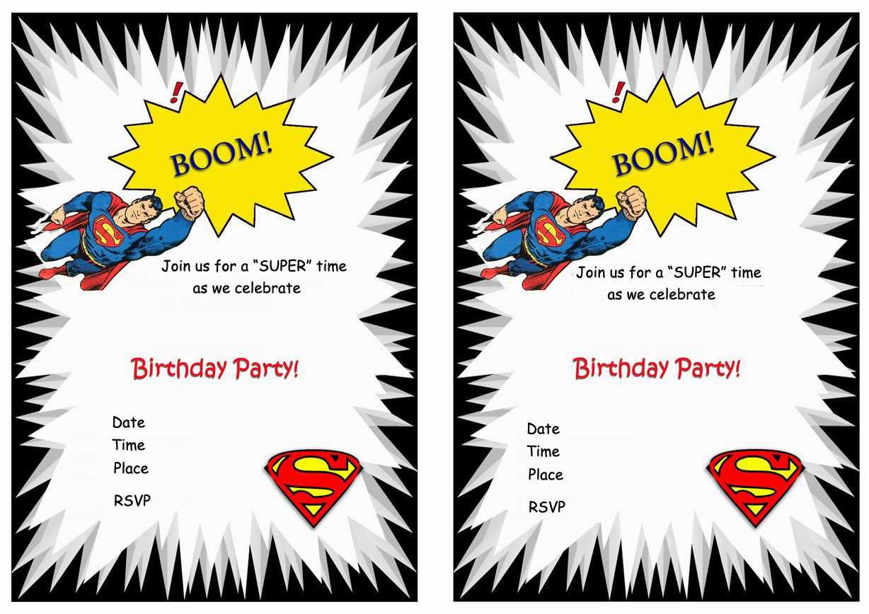 Superman Free Printable Birthday Party Invitations With Superman Birthday Card Template