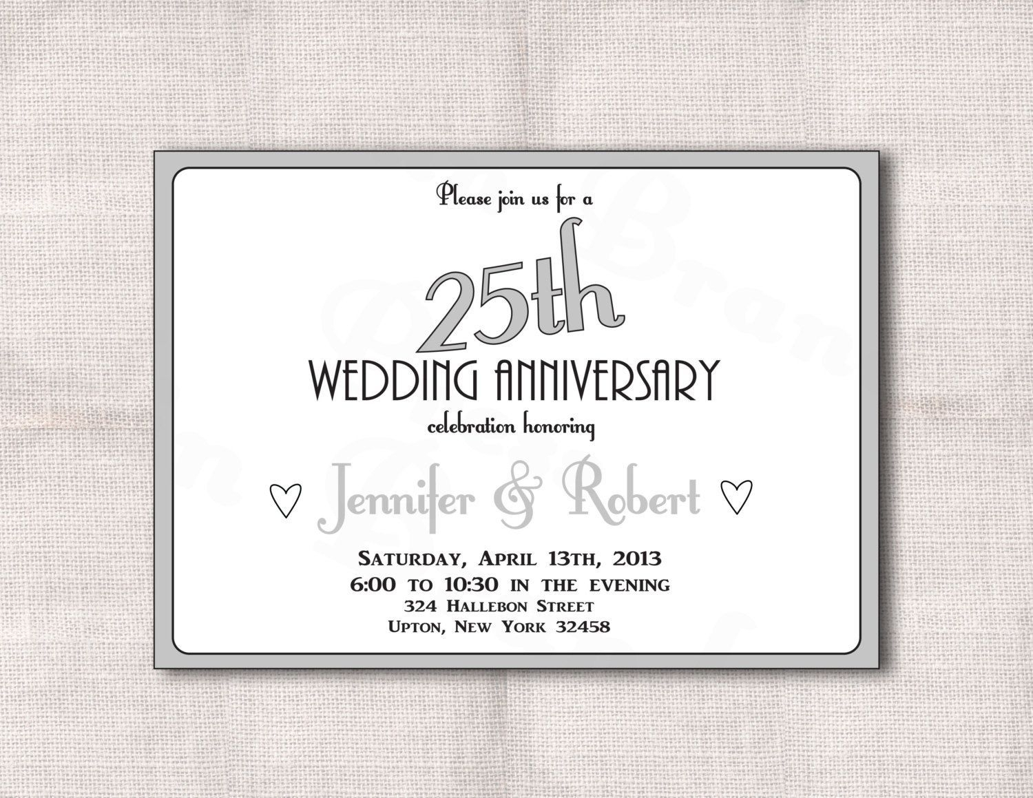 Surprise 25Th Wedding Anniversary Invitation Templates Intended For Word Anniversary Card Template
