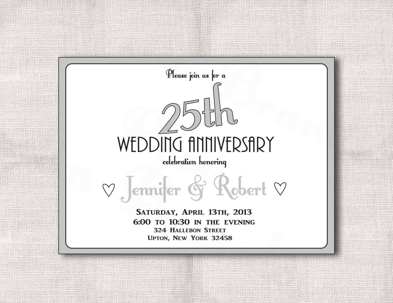 Surprise 25Th Wedding Anniversary Invitation Templates Intended For Word Anniversary Card Template