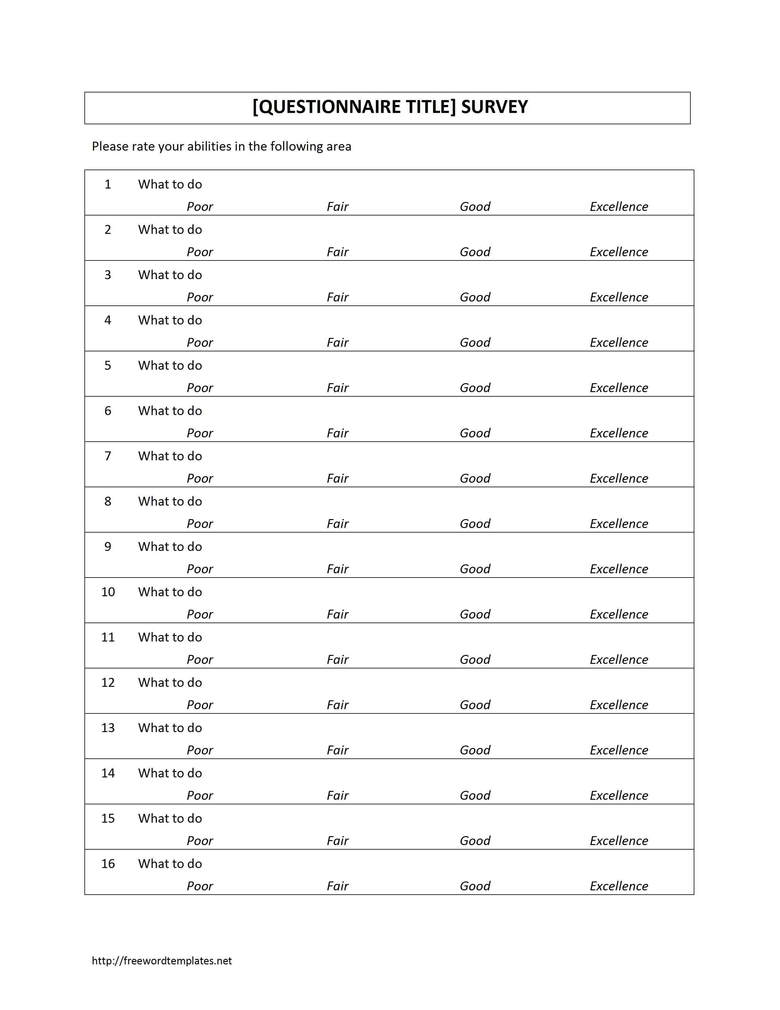 Survey Template In Word (6) | Survey Research Regarding Questionnaire Design Template Word