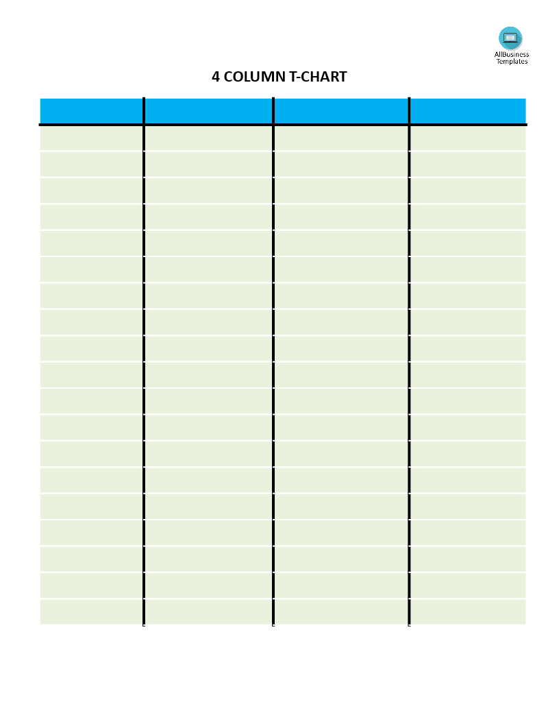 T Chart 4 Columns | Templates At Allbusinesstemplates With T Chart Template For Word