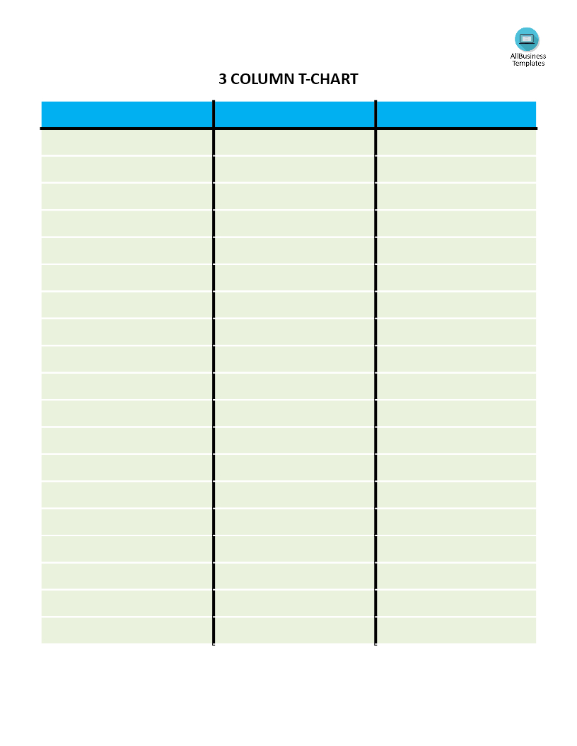 T Chart With 3 Columns | Templates At Allbusinesstemplates Throughout 3 Column Word Template