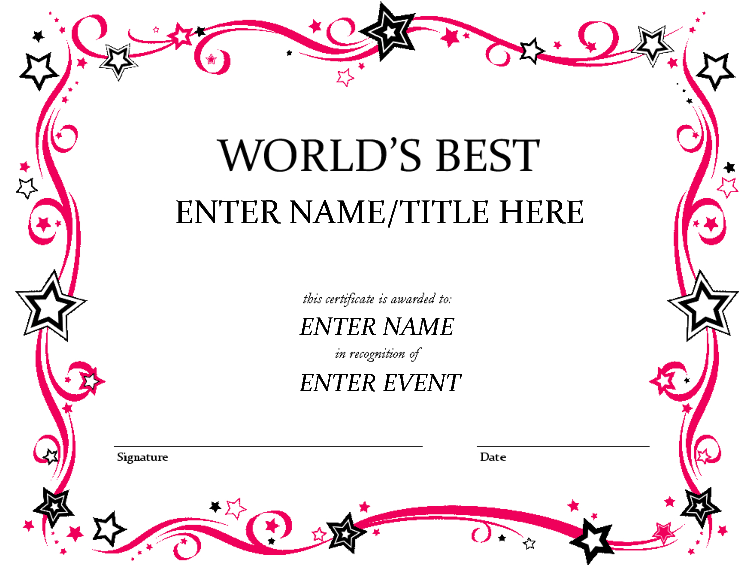 Free Funny Award Certificate Templates For Word CUMED ORG