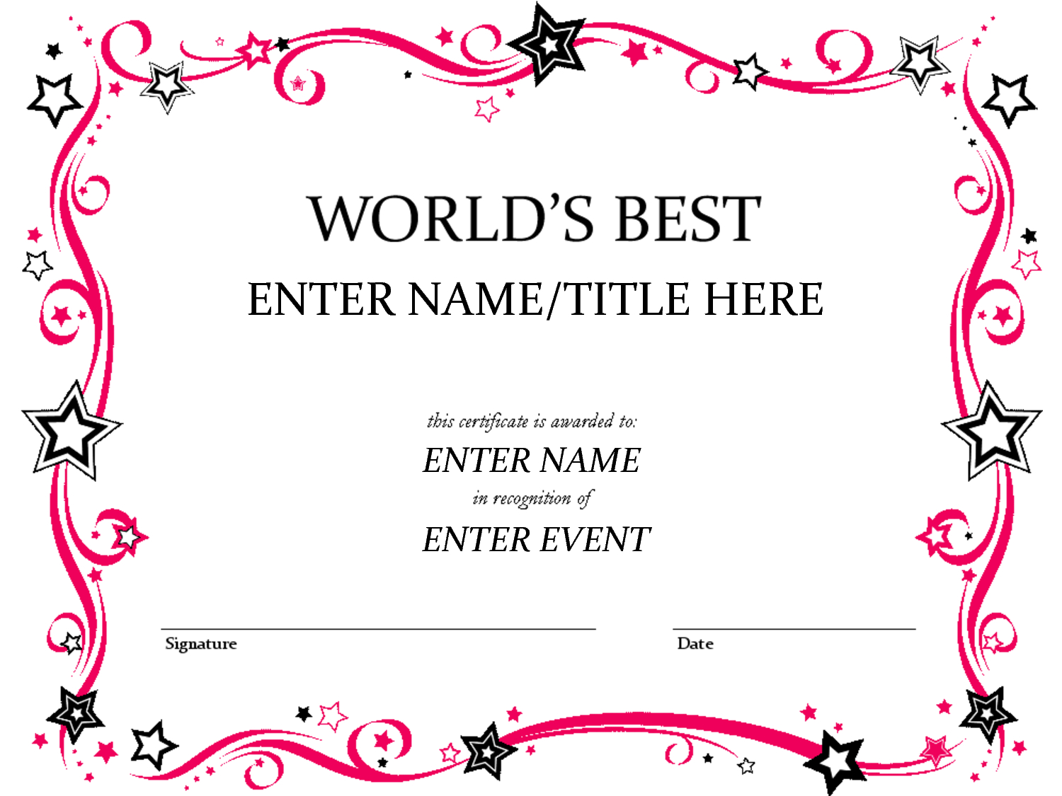 Talent Show Award | Babysitting | Free Certificate Templates With Regard To Best Employee Award Certificate Templates