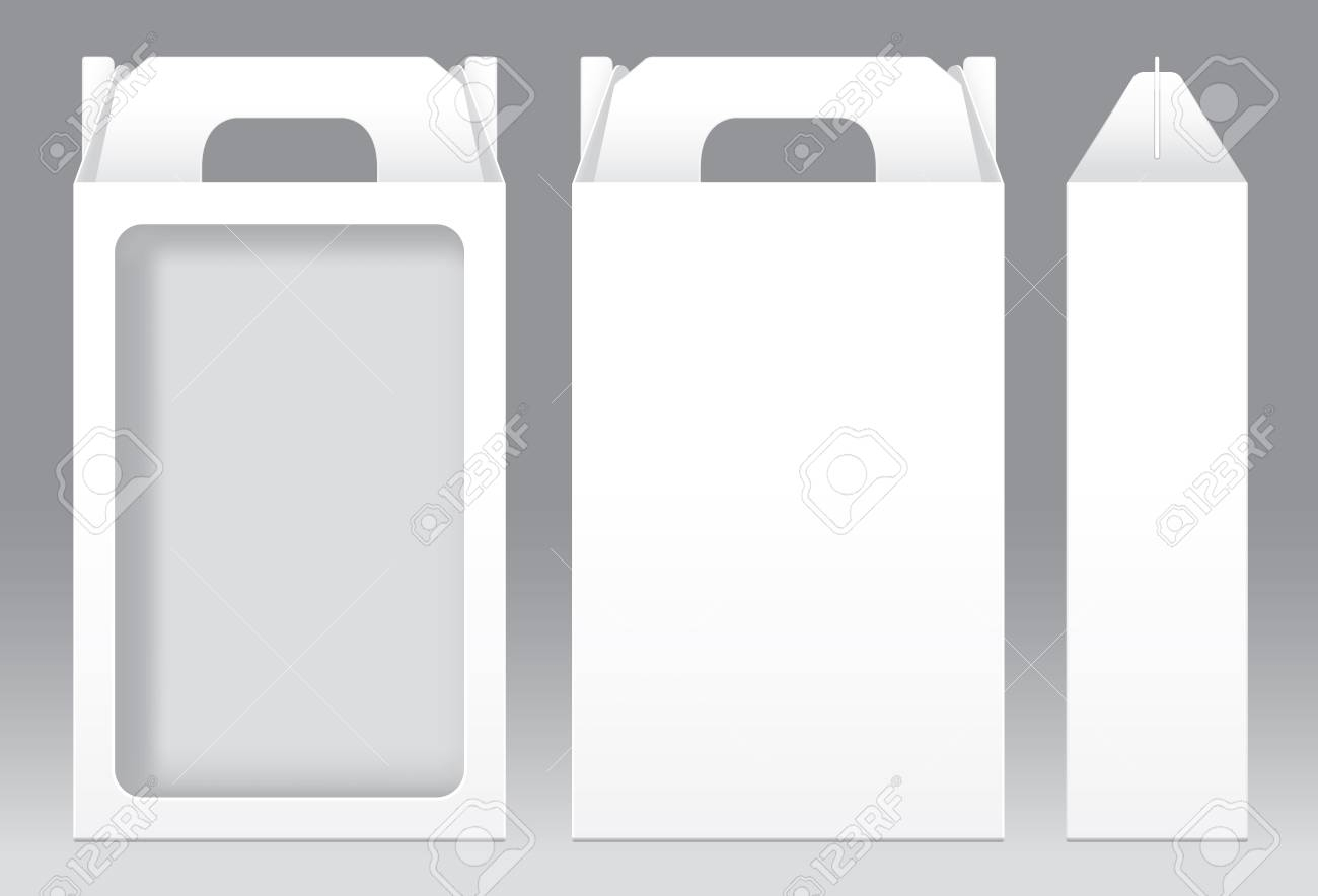 Tall Box White Window Shape Cut Out Packaging Template Blank With Blank Packaging Templates
