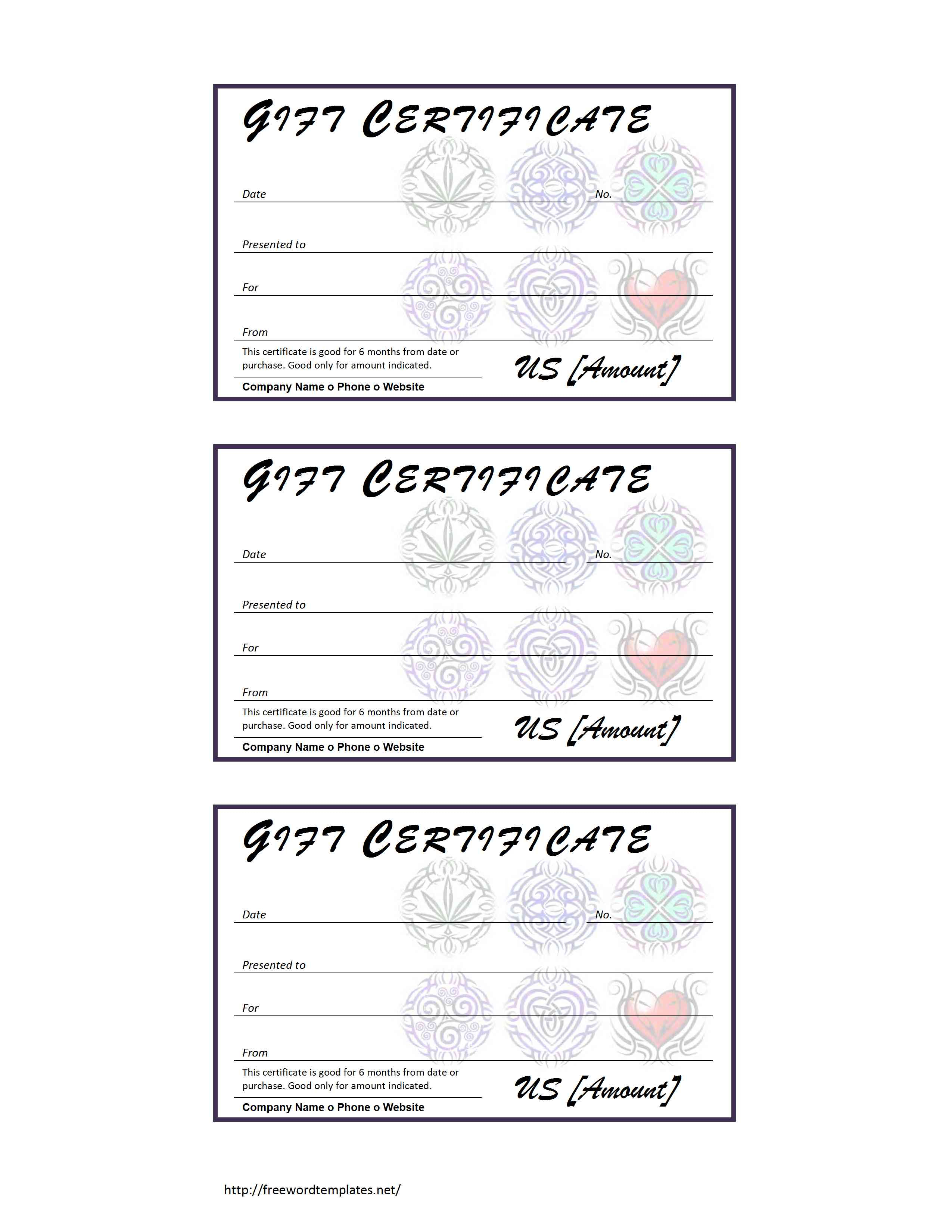 Tattoo Gift Certificate Template In Tattoo Gift Certificate Template
