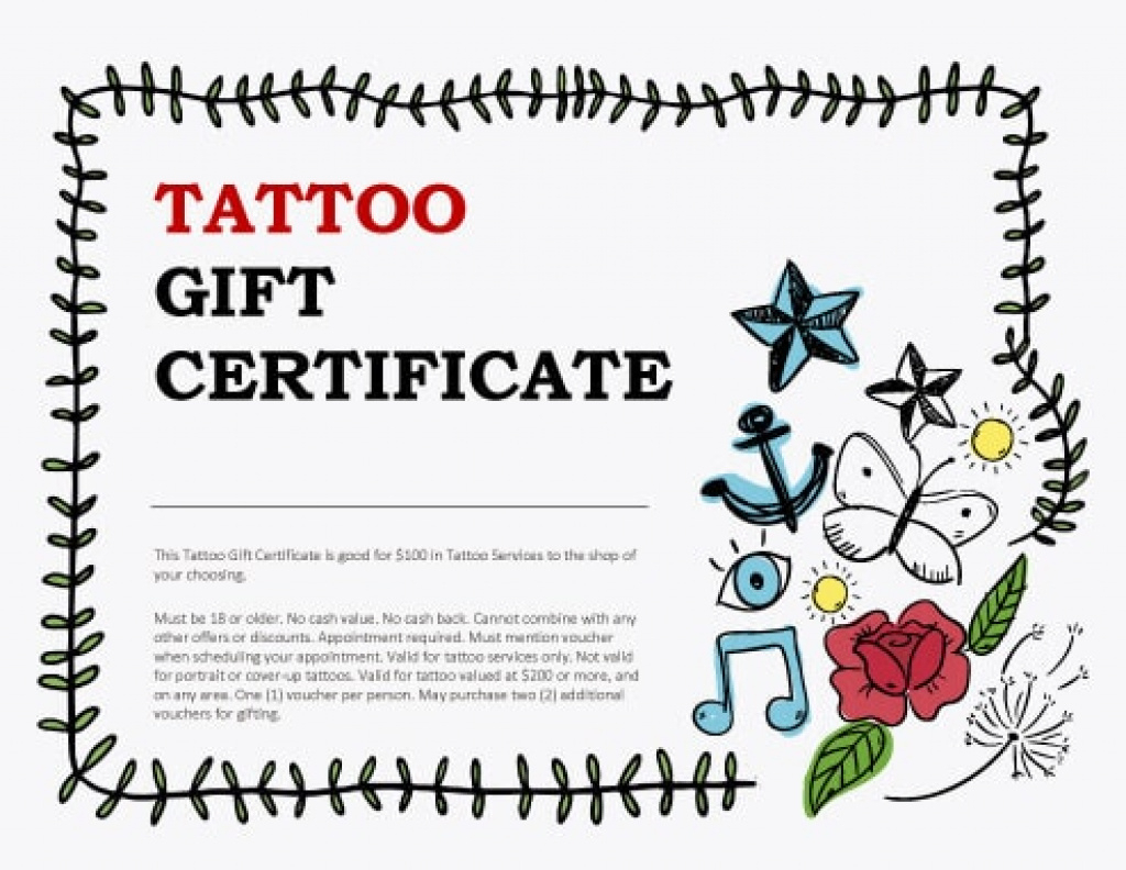 Tattoo Shop Gift Certificate Template Word Voucher Free Throughout Tattoo Gift Certificate Template