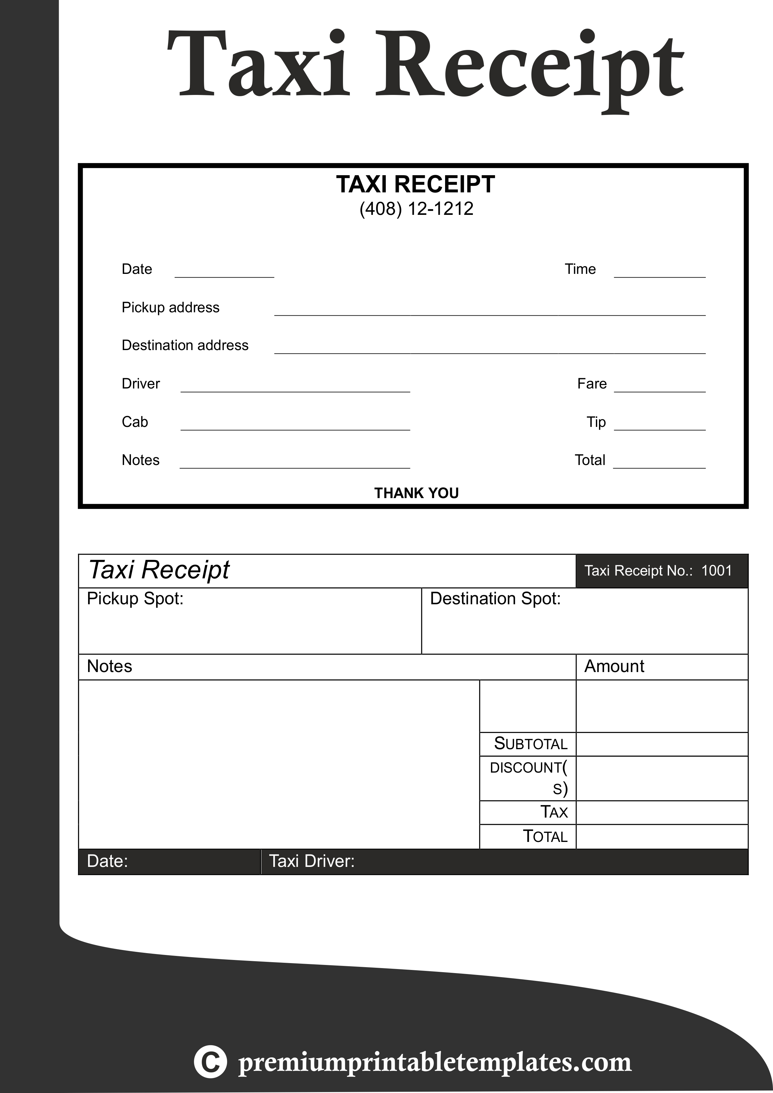Taxi Receipt Templates | Receipt Templates | Receipt Intended For Blank Taxi Receipt Template