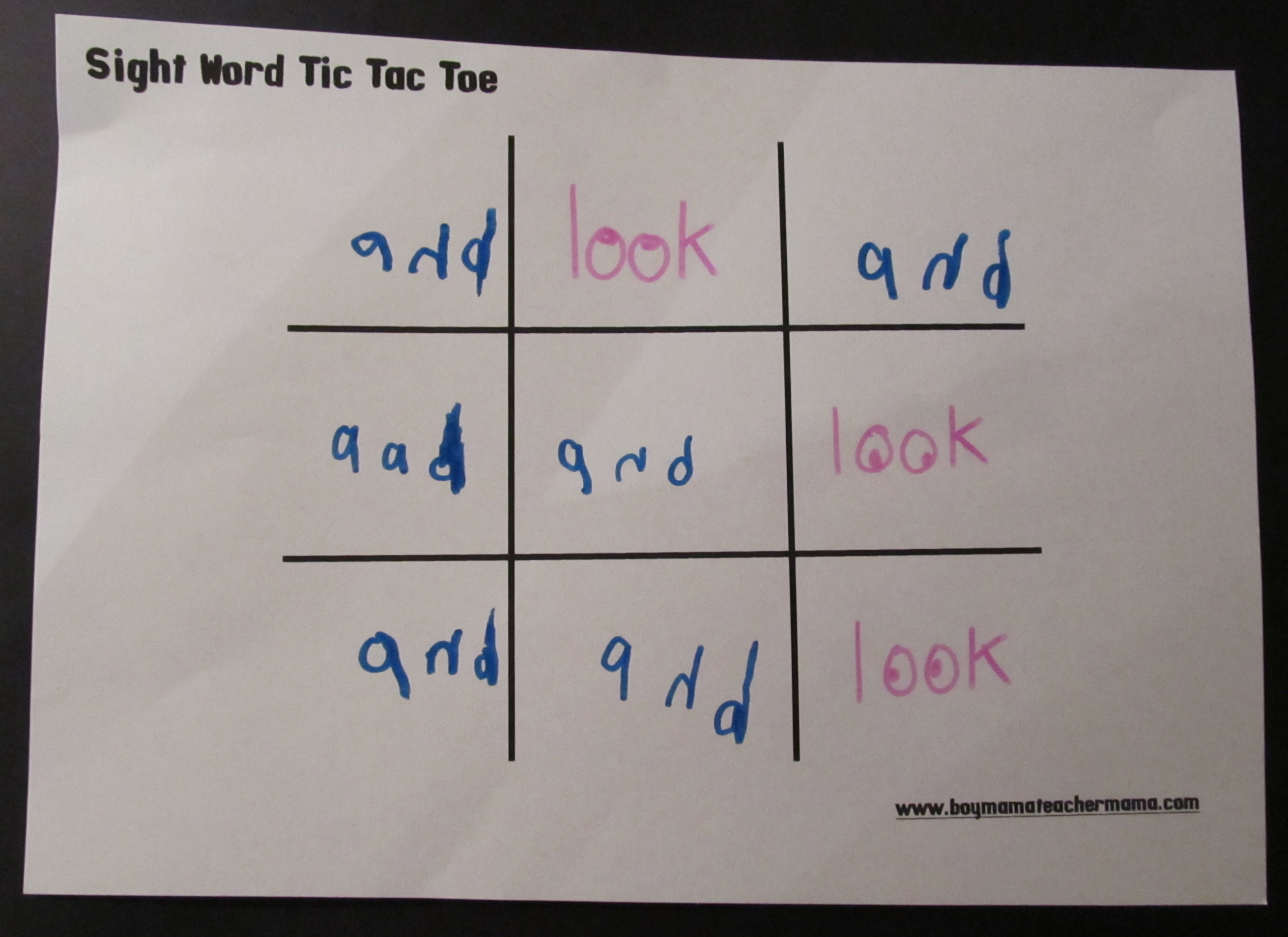 Teacher Mama: Sight Word Practice Made Fun | Boy Mama With Tic Tac Toe Template Word