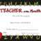 Teacher Of The Month With Regard To Teacher Of The Month Certificate Template