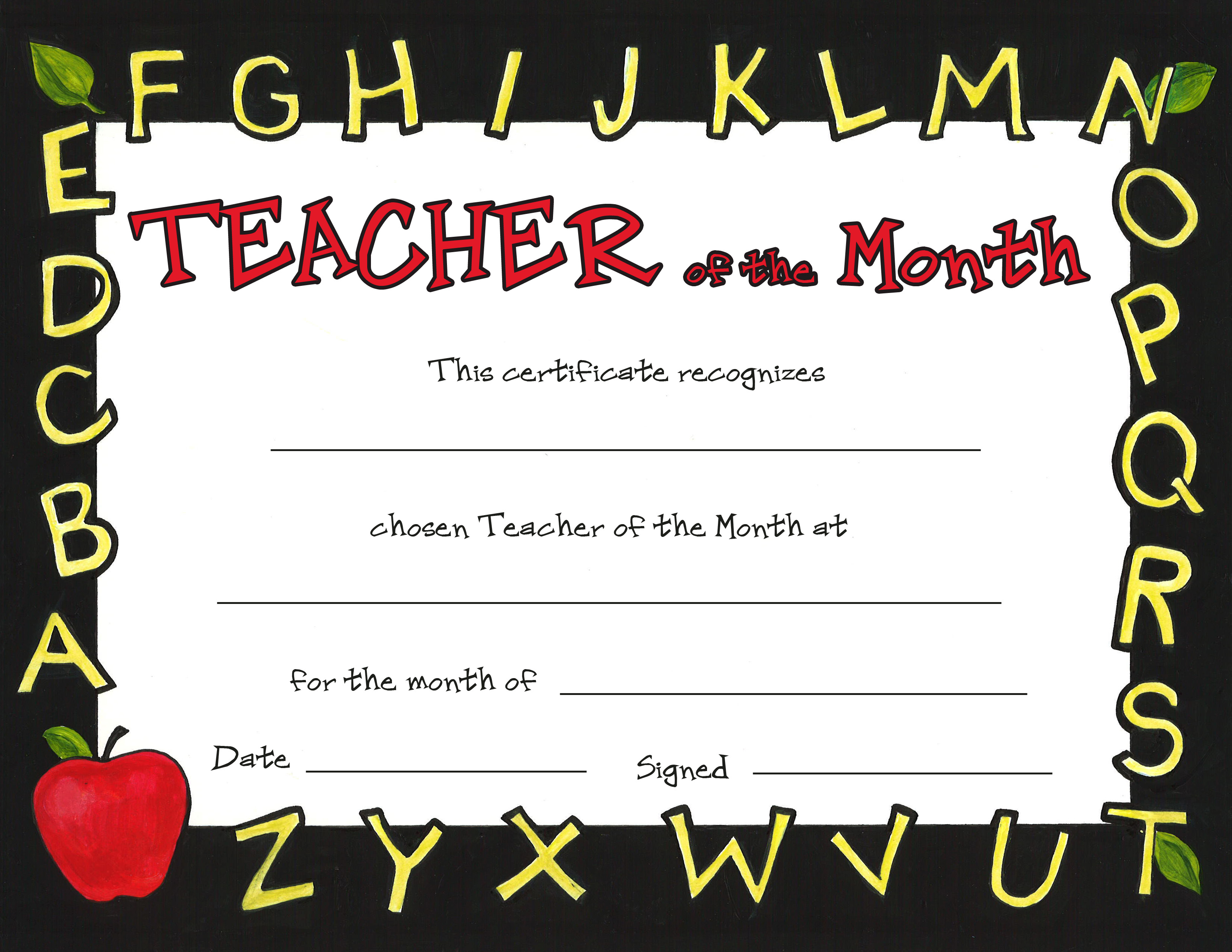Teacher Of The Month With Regard To Teacher Of The Month Certificate Template